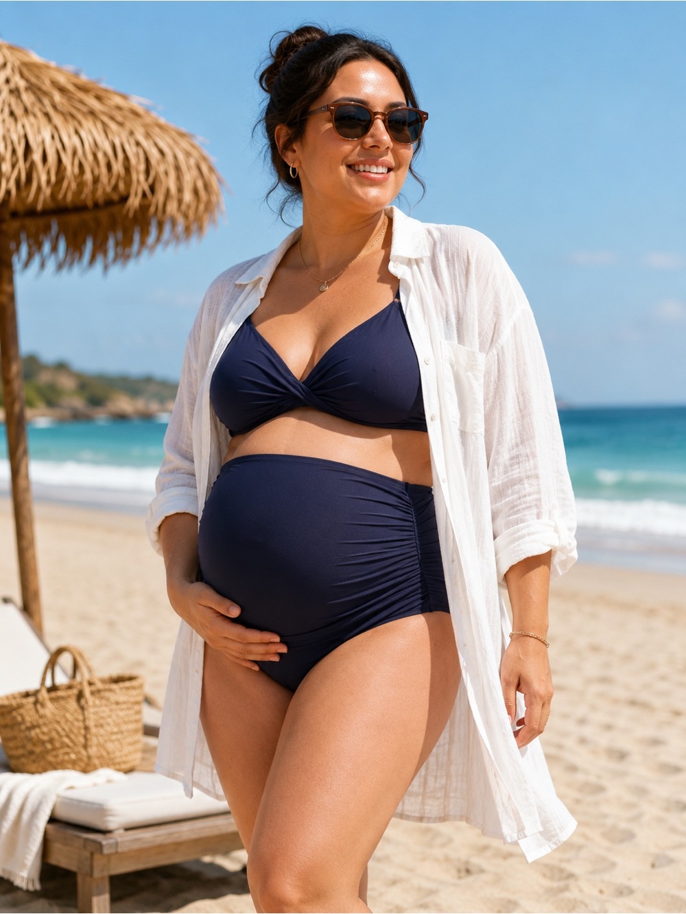 Beach Scene Maternity Bikini Bottom